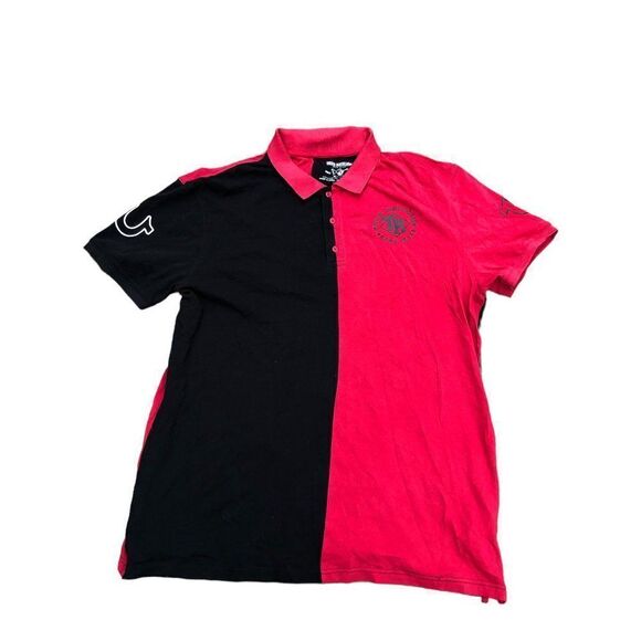 Vintage True Religion Half Polo Short Sleeve Shirt XXXL Black/Red - Picture 2 of 7